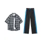 Clothing Set (Blue Short-Sleeved Top+Black Pants)