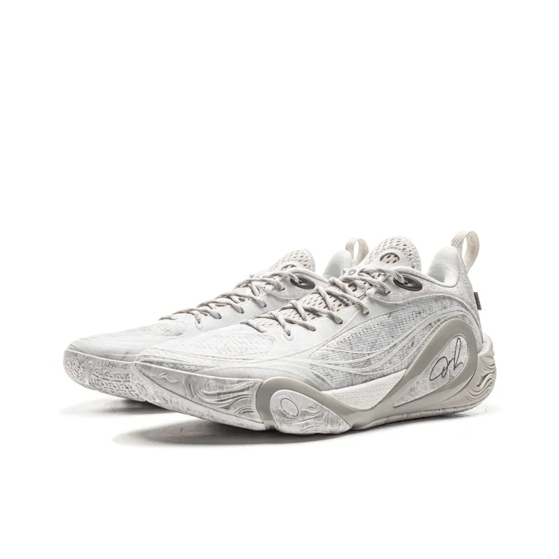 LiNing DLO1 Cushioning, Slip Resistant, Abrasion Resistant, Rebound Grip Low Top Basketball Shoes Men's White Gray-2
