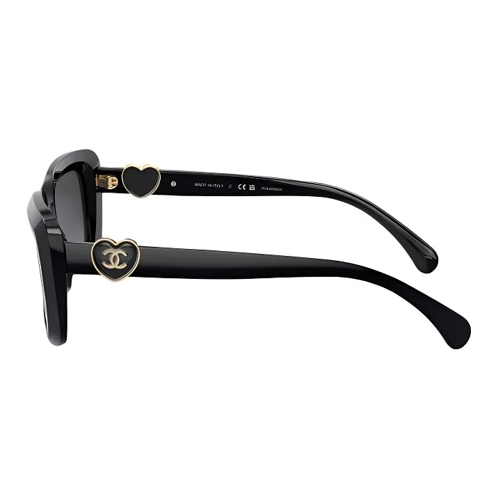 CHANEL Acetate Irregular Shape Sunglasses Unisex Black-2