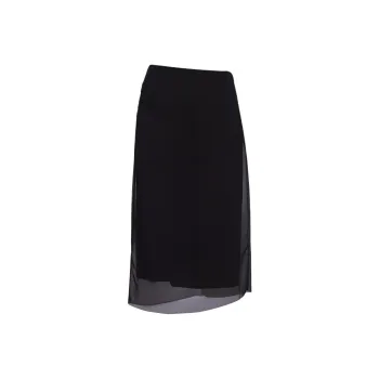 PRADA Semi Sheer Pencil Midi Skirt