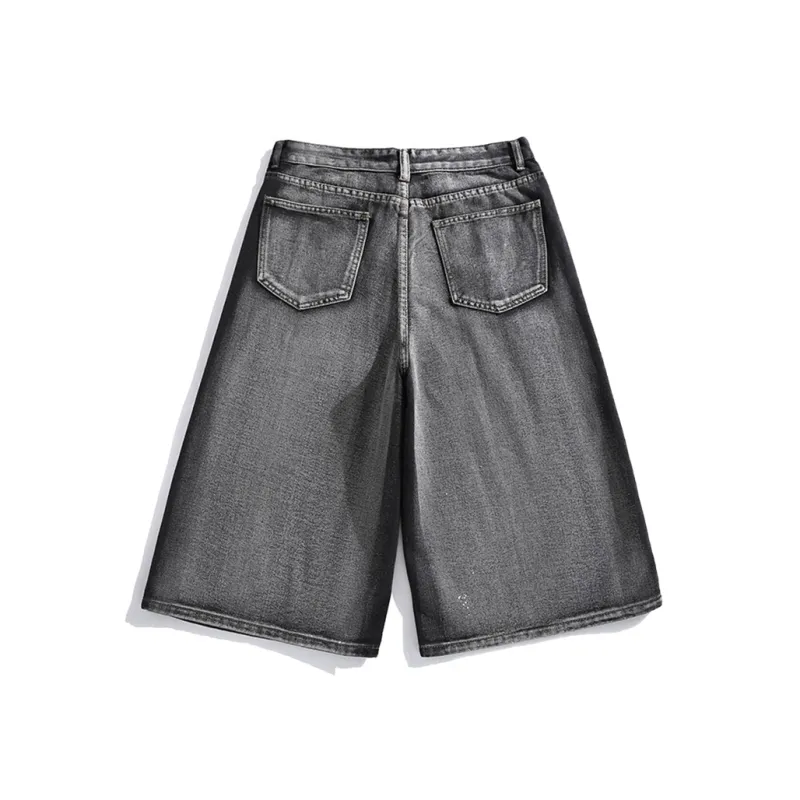 HKRXEC Denim Shorts Men Black-1