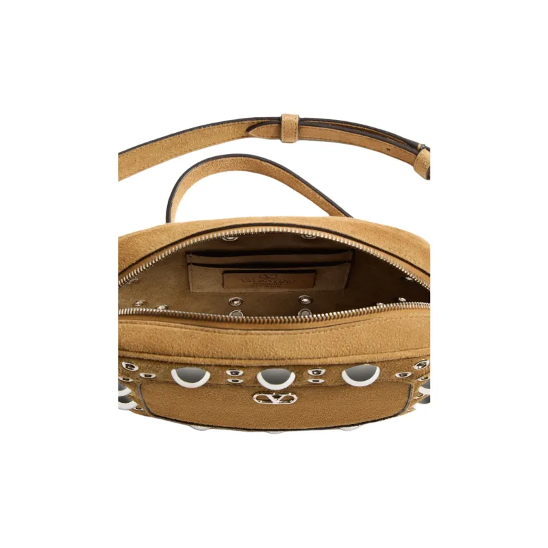 Valentino Suede Crossbody Bag, Shoulder Bag Men's Brown-5