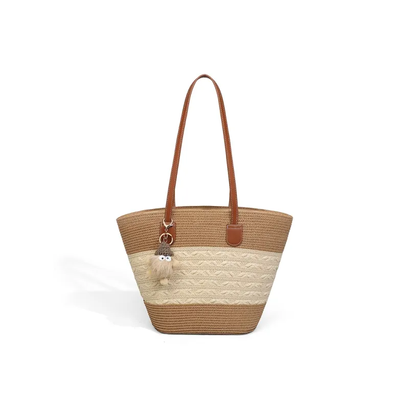 EBLAN Polyester Shoulder Bag Regular Women's Khaki & White-1