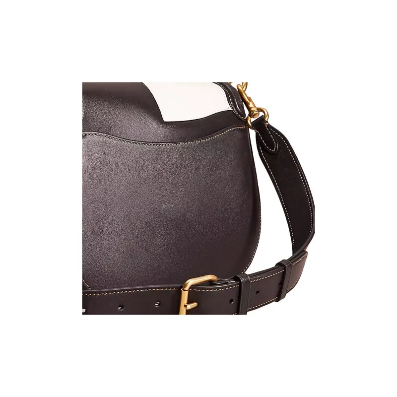 COACH Beat Glove Tanning Saddle Bag Crossbody Bag Shoulder Bag Women's Brass & Black-3