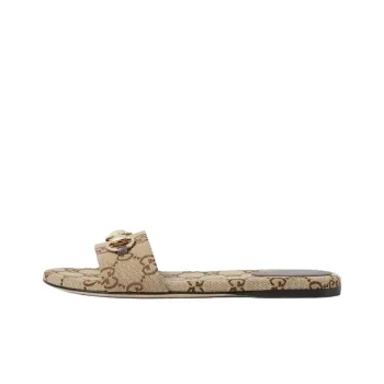GUCCI Horsebit Slide Slippers Women's Beige