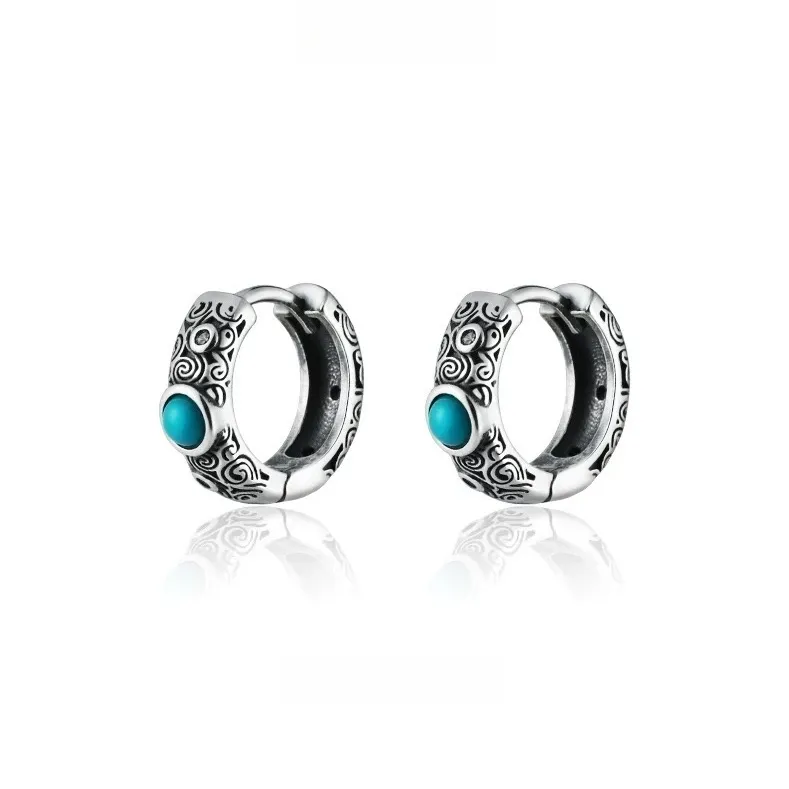 ZWU 925 Sterling Silver Punk Hoop Earrings Unisex-3