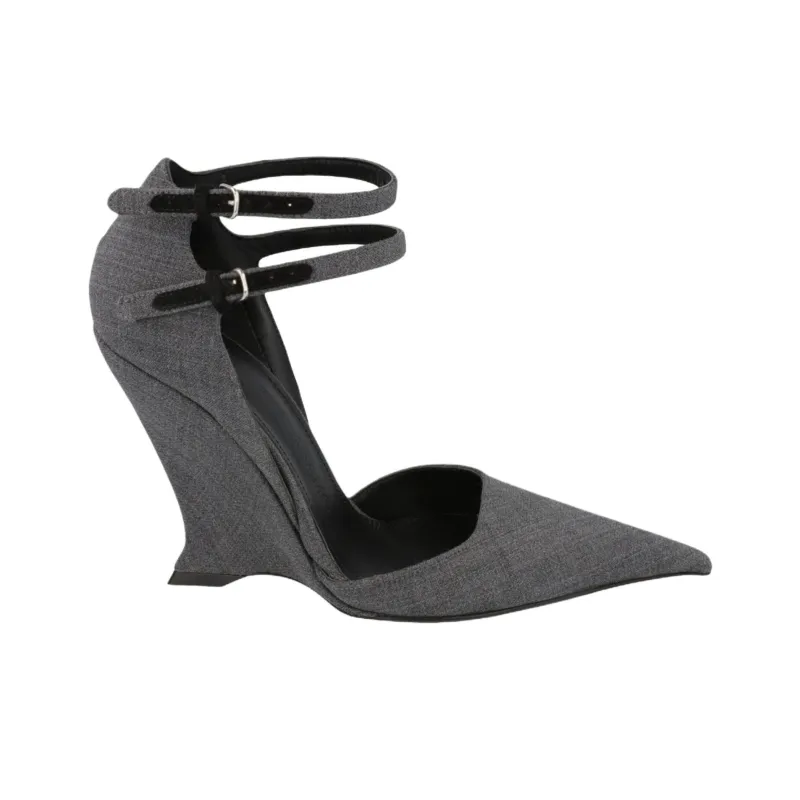 FERRAGAMO Vidya Wedge Heel High Heels Women's Gray-1