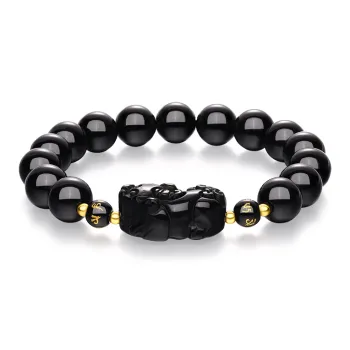 JINLIUFUJIXIANG Natural Obsidian Bracelets Unisex