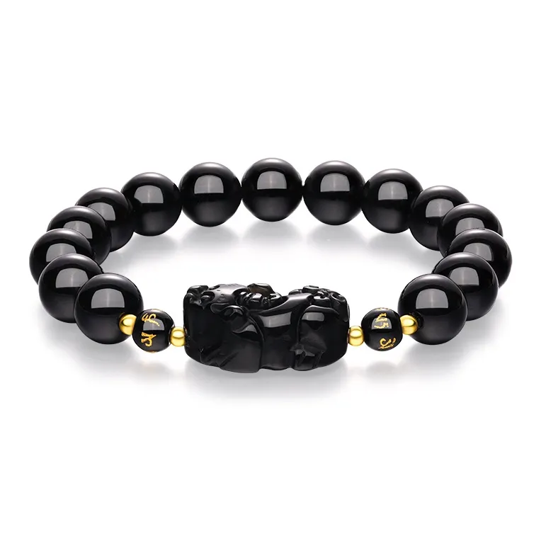 JINLIUFUJIXIANG Natural Obsidian Bracelets Unisex-0