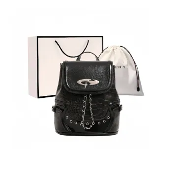 Bullrun Pu Backpack Large Size Women's Dusty Pink, Classic Black