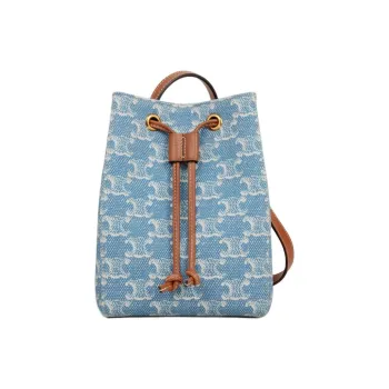 CELINE Fabric Bucket Bags Crossbody Bag, Shoulder Bag Mini Women's Blue