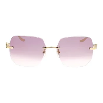 CARTIER Metal Rectangular Sunglasses Women's Gold