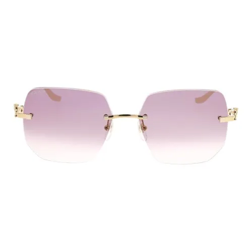CARTIER Metal Rectangular Sunglasses Women's Gold