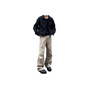 NEVER RULE Cargo Pants Unisex Stone Pattern Apricot