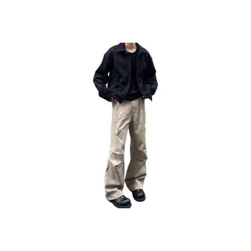NEVER RULE Cargo Pants Unisex Stone Pattern Apricot