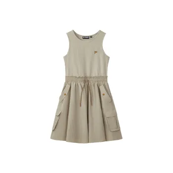 FILA FUSION LIFE Sleeveless Dress Women's Oil Painting Khaki DK
