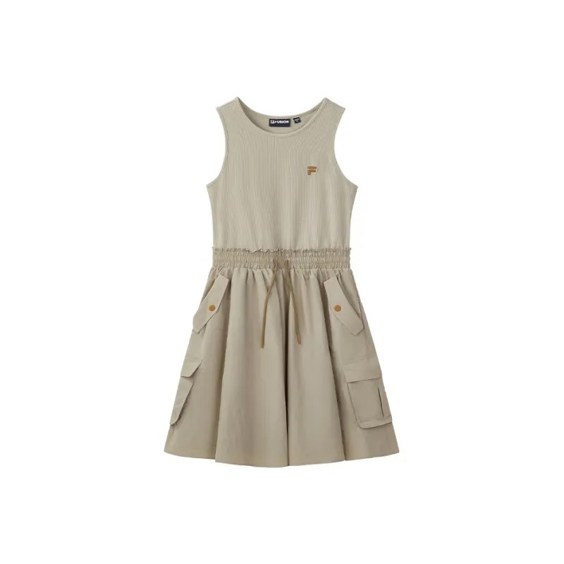 FILA FUSION LIFE Sleeveless Dress Women's Oil Painting Khaki DK-0