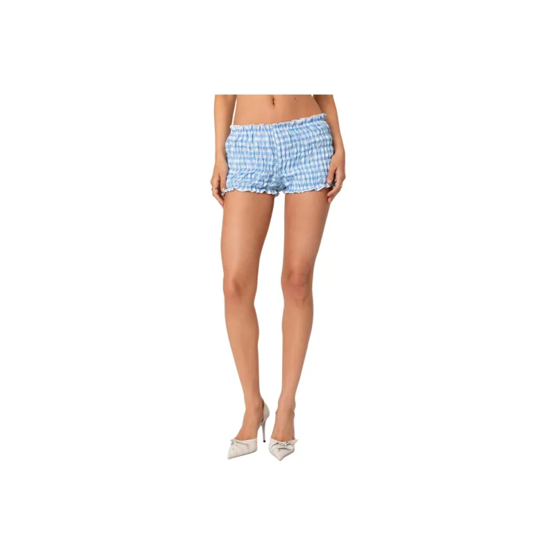 Edikted Gingham Scrunch Shorts Casual Shorts Women's-0