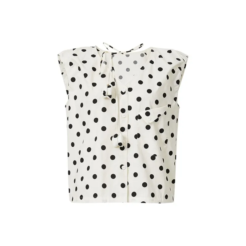 Hopeshow Shirts Women's Beige With Black Dot 816-0