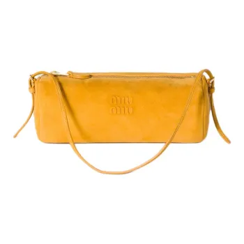 MIU MIU Sheepskin Shoulder Bag Trumpets Women's Mustard Yellow