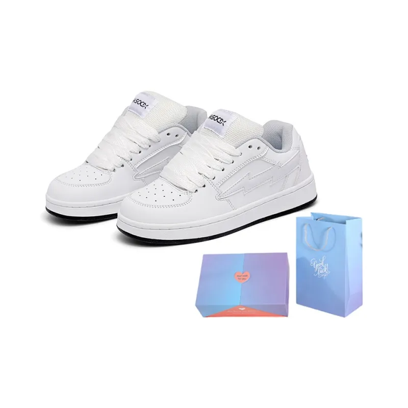 KATHRYN WILSON Height Increasing Abrasion Resistant Lightweight Slip Resistant Low Top Skateboard Shoes Unisex White-9