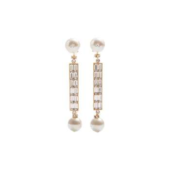 Valentino Crystal, Pearl Earrings Women's Silver