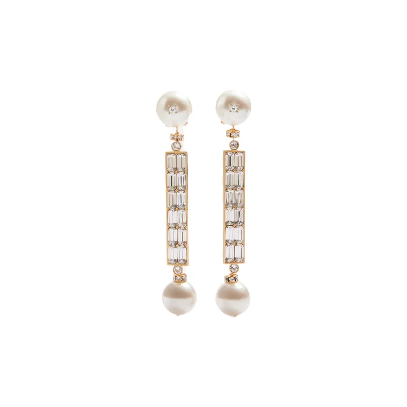 Valentino Crystal, Pearl Earrings Women's Silver-0