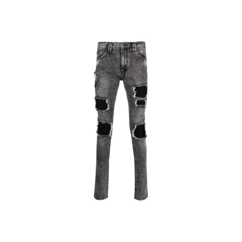 PHILIPP PLEIN Biker Destroyed Skinny Jeans-0