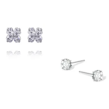 KUMET Sterling Silver Stud Earrings Women's