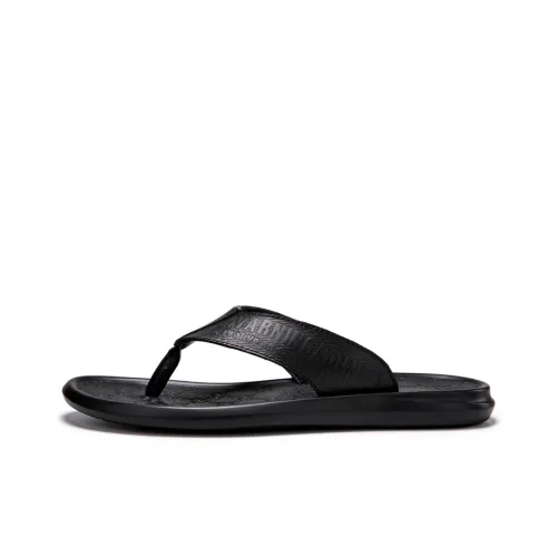 Dunnu Rubber Sole Flip Flops Men's Black