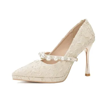 Than Than Me Slim Heel High Heels Women's Champagne