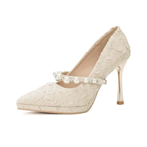 Than Than Me Slim Heel High Heels Women's Champagne