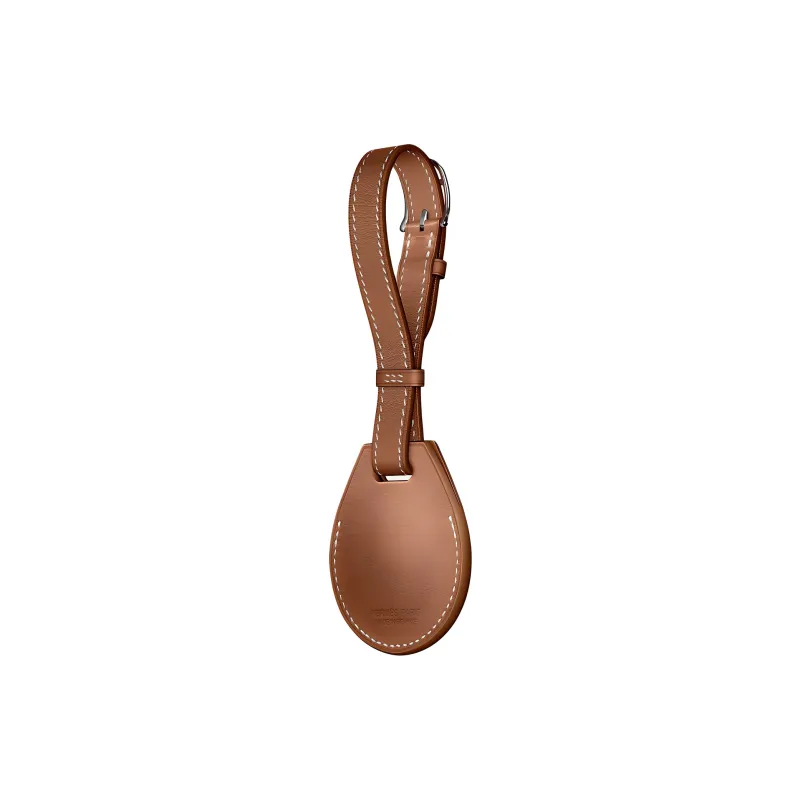 HERMES Apple AirTag Swift Calfskin Luggage Tag Unisex Gold-2