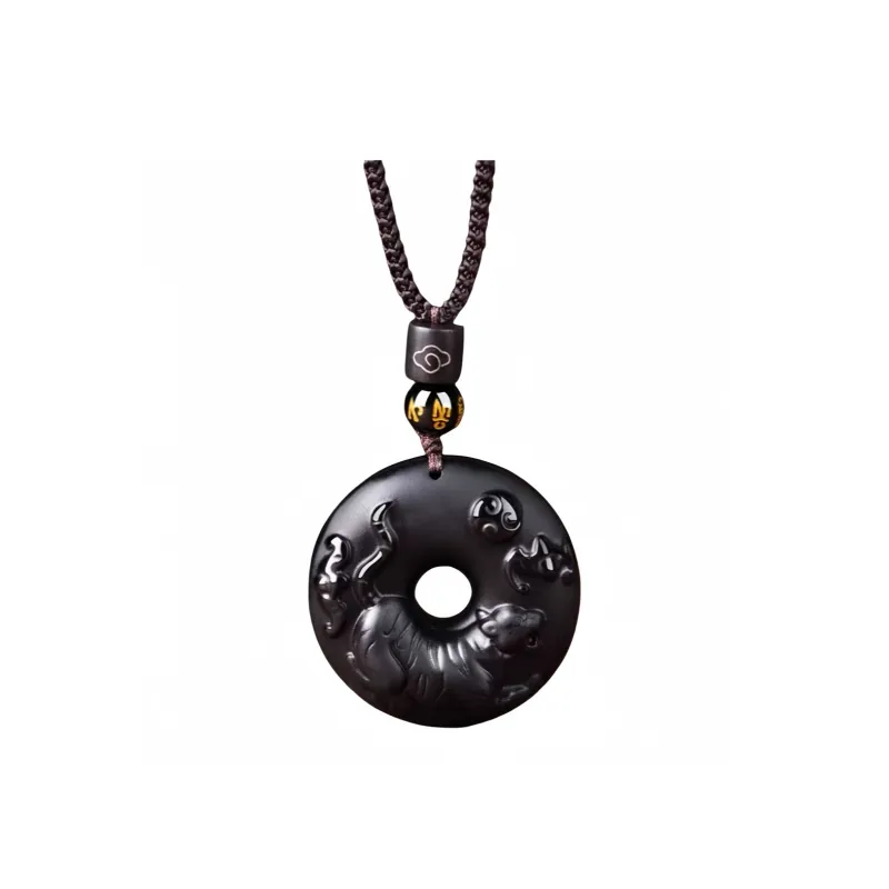 Stone On The Line Obsidian Pendants Unisex-4