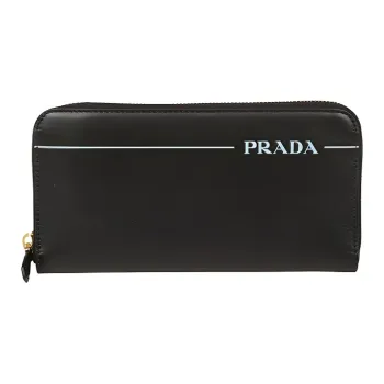 PRADA Cow Leather Clutch Wallet Men's Black