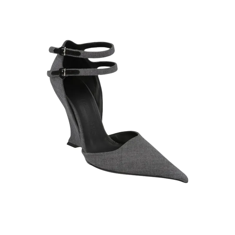FERRAGAMO Vidya Wedge Heel High Heels Women's Gray-2