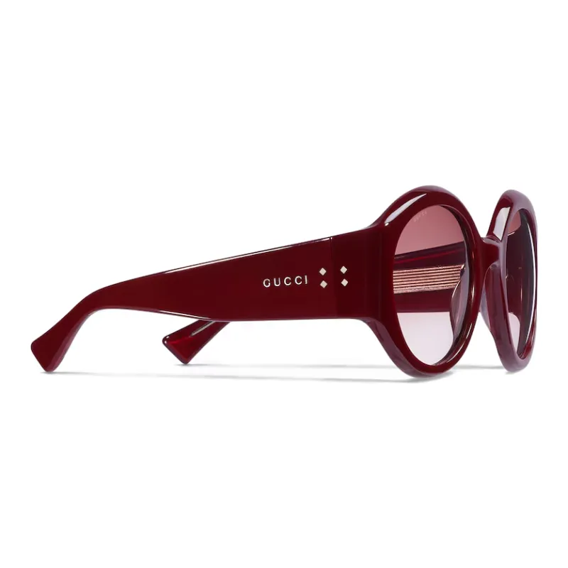 GUCCI Acetate Irregular Shape Sunglasses Women's Red-1