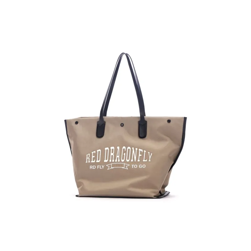 RED DRAGONFLY Fabric With Microfiber Synthetic Leather Tote Bag, Shopping Bag, Shoulder Bag Unisex Multicolor-1