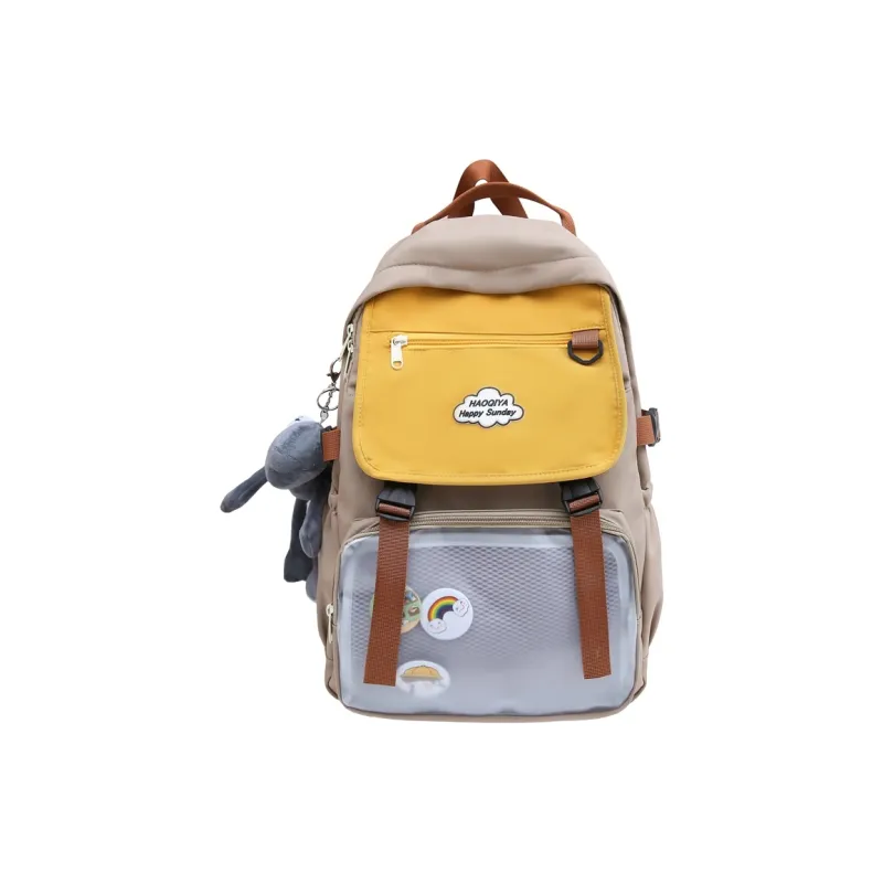WICKBUEN Nylon Backpack Unisex Black/Orange/Khaki/Green-7