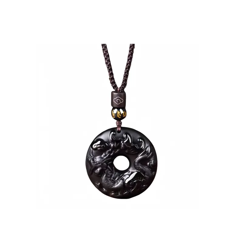 Stone On The Line Obsidian Pendants Unisex-7