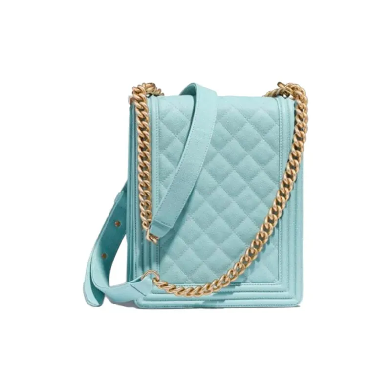 CHANEL LEBOY Embossed Calfskin With Grains Cell Phone Pouch Shoulder Bag Crossbody Bag Women's Light Blue-1