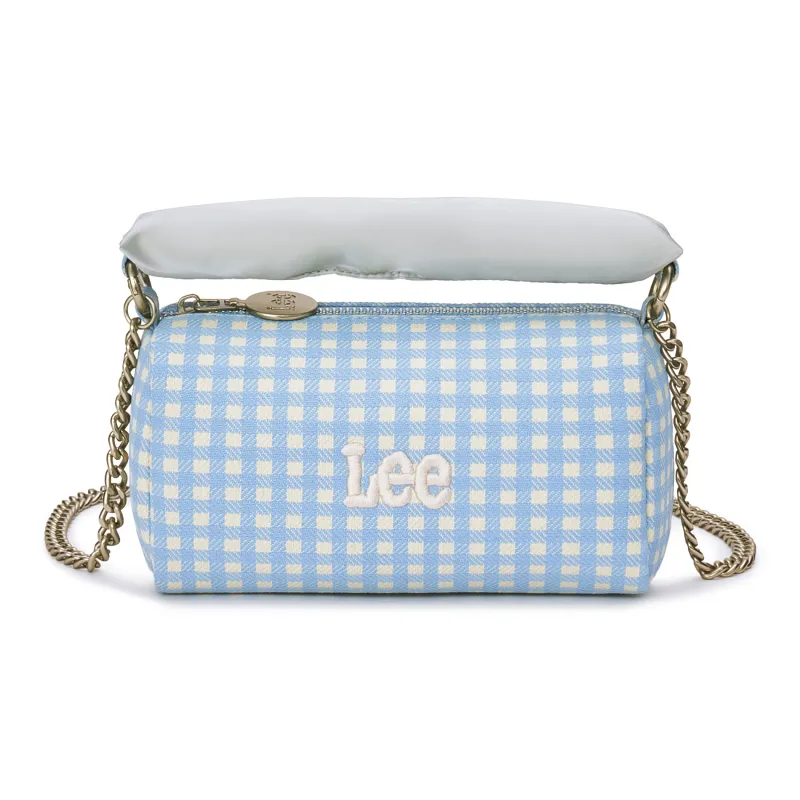 Lee Fabric Shoulder Bag, Crossbody Bag, Handbag Large Size Women's Blue Plaid-2