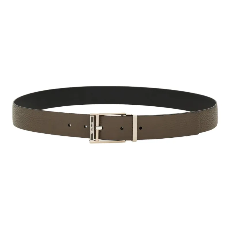 FERRAGAMO Calfskin Leather Belts Men's Brown 3.2CM-0