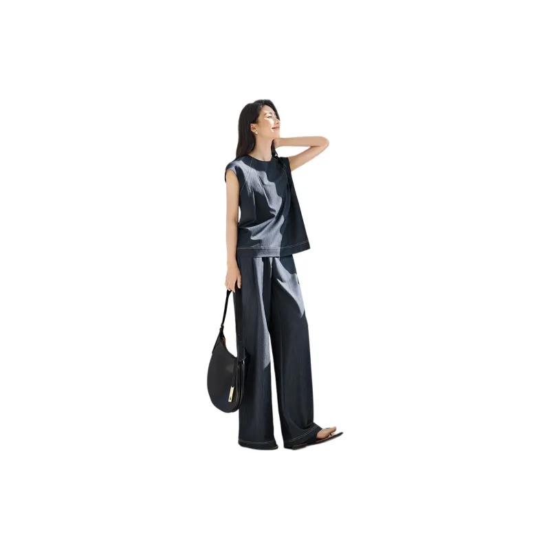IHIMI Casual Suits Women's Denim Blue-0