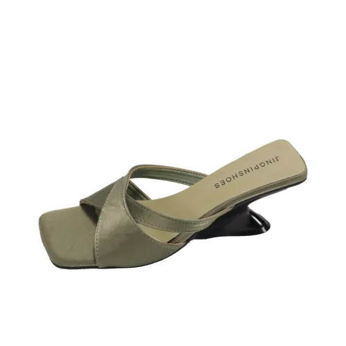 AJPAP Slide Slippers Women's Green/Silver/Apricot/Black