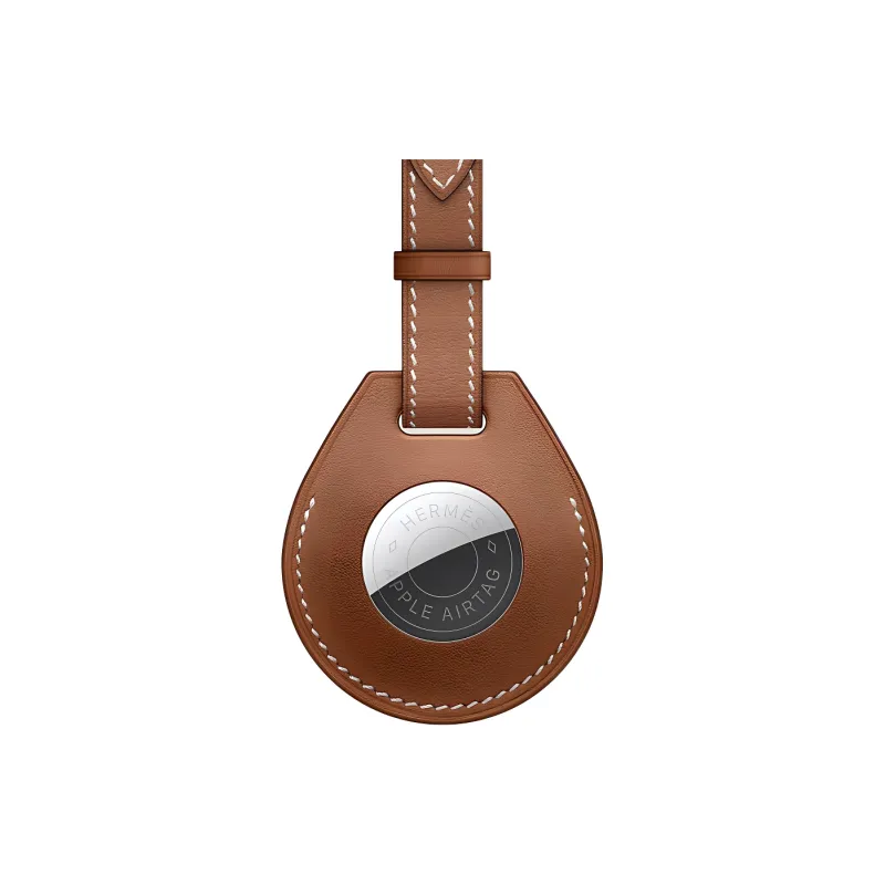 HERMES Apple AirTag Swift Calfskin Luggage Tag Unisex Gold-3