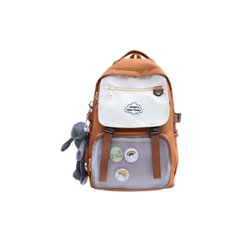 WICKBUEN Nylon Backpack Unisex Black/Orange/Khaki/Green-1
