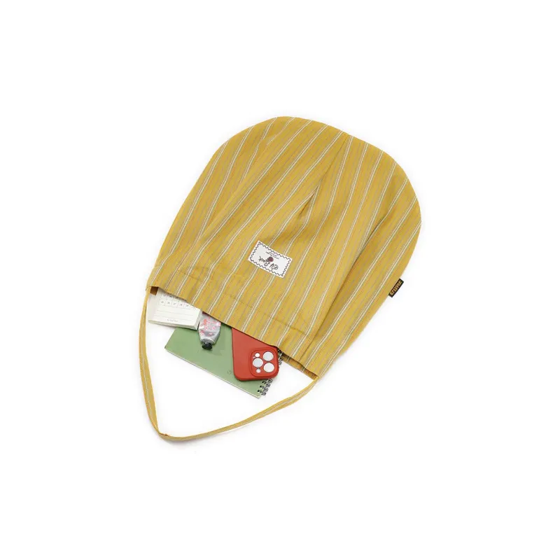 ELF SACK Cotton Shoulder Bag Regular Women's Yellow Stripes-1