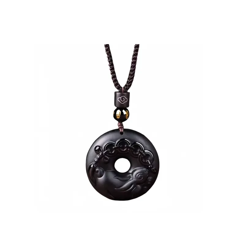 Stone On The Line Obsidian Pendants Unisex-6