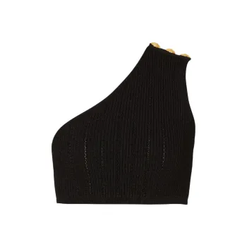 BALMAIN Buttoned Asymmetric Knit Top